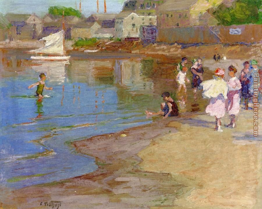 Children Playing at the Beach painting - Edward Henry Potthast Children Playing at the Beach art painting